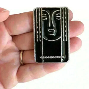 Vintage Ritz Pewter Pendant Brooch Charles of the Ritz Ritz Lady Black & Silver